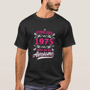 Camiseta Womens Birthday Vintage Roupa de fevereiro de 1975