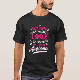 Camiseta Womens Birthday Vintage Roupa de setembro de 1992