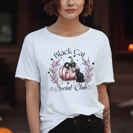 Camiseta Womens Black Cat Social Club Halloween