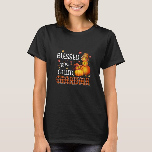Camiseta Womens Blessed To Be Called Grandma Halloween (Frente)