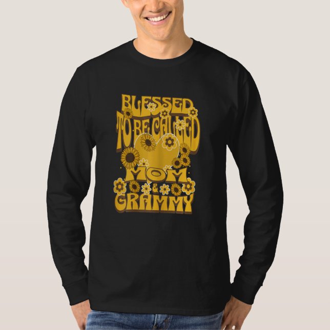 Camiseta Womens Blessed To Be Called Mom And Grammy SunFlow (Frente)