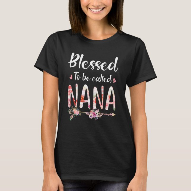 Camiseta Womens Blessed To Be Called Nana Flower (Frente)