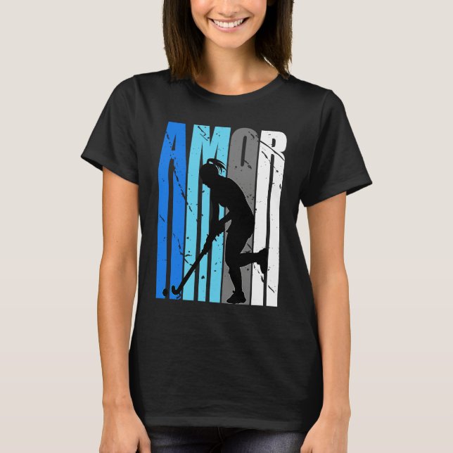 Camiseta Womens Blue Amor Hockey Season Fan Girl College St (Frente)