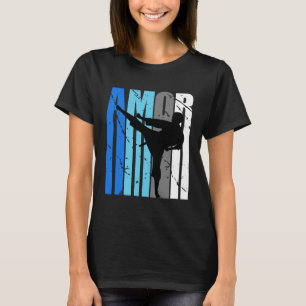 Camiseta Womens Blue Amor Jiu Jitsu Grades Fan Girl College