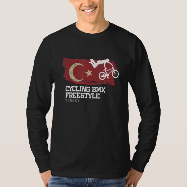 Camiseta Womens BMX Freestyle Bike Turkey Flag Cycling BMX (Frente)