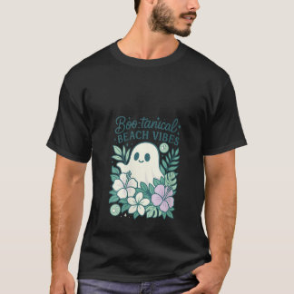 Camiseta Womens Boo tanical Beach Vibes Ghost Tropical Flor