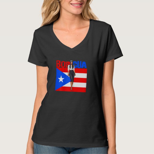 Camiseta Womens Boricua Roots Puerto Rico Pride PR Souvenir (Frente)