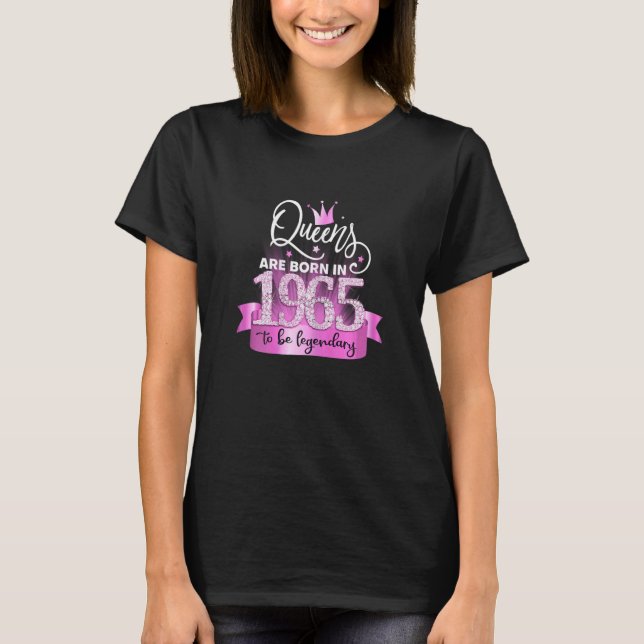 Camiseta Womens Born In 1965 I Elegant Pink Black Party Out (Frente)