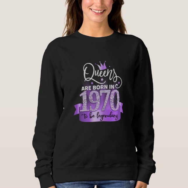 Camiseta Womens Born In 1970 I Elegant Purple Black Party O (Frente)