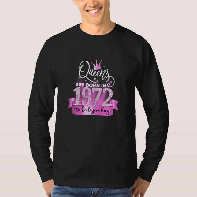 Camiseta Womens Born In 1972 I Elegant Pink Black Party Out (Frente)