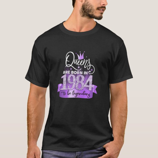 Camiseta Womens Born In 1984 I Elegant Purple Black Party O (Frente)