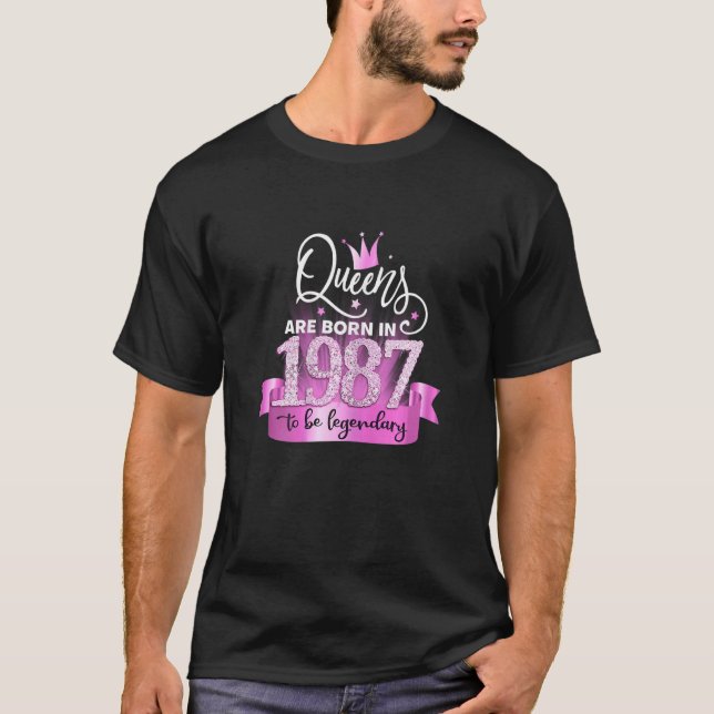 Camiseta Womens Born In 1987 I Elegant Pink Black Party Out (Frente)