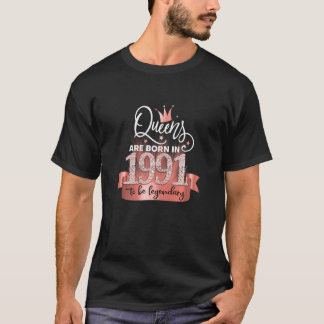 Camiseta Womens Born In 1991 I Elegant Black Rose Party Out