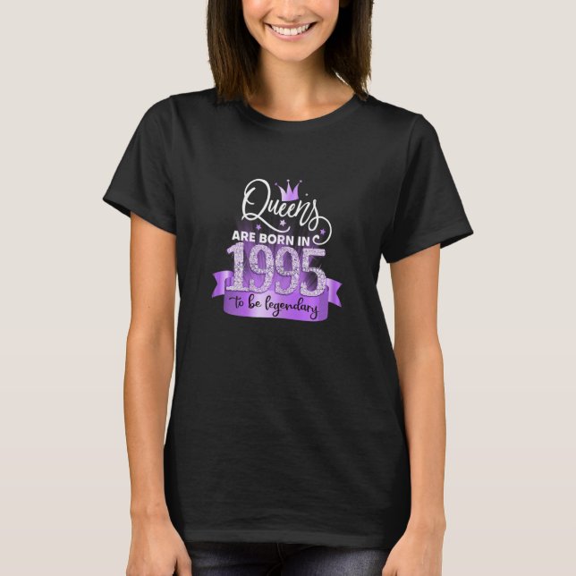 Camiseta Womens Born In 1995 I Elegant Purple Black Party O (Frente)