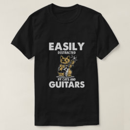 Camiseta Womens Cat Tocando Violão | Facilmente distraído p