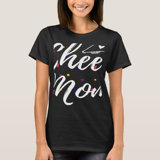 Camiseta Womens Cheer Mom Megaphone with Heart Accent Women (Frente)
