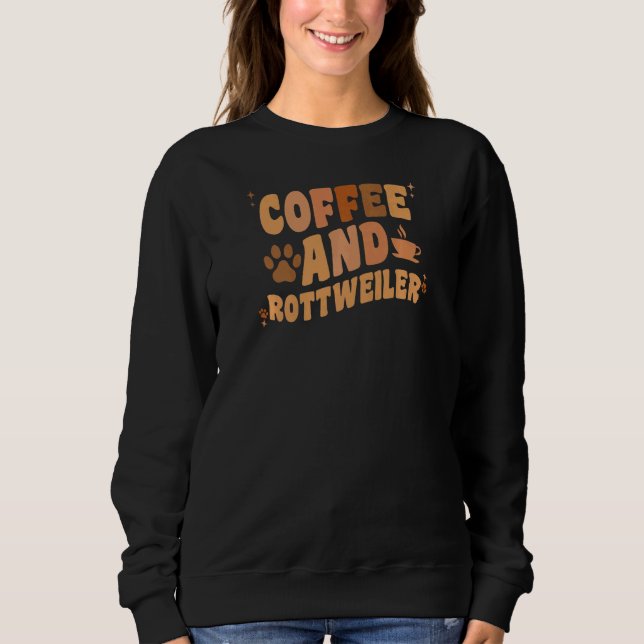 Camiseta Womens Coffee And Rottweiler Dog  Groovy Rottie Do (Frente)