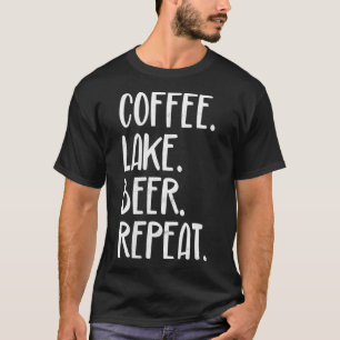 Camiseta Womens Coffee Lake Beer Repeat Bebendo Gag VNeck