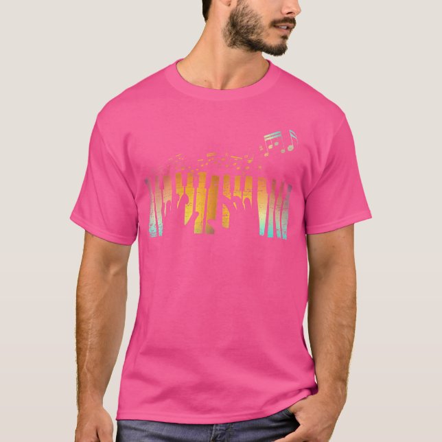 Camiseta Womens Colorful Musical Instrument Pianist Keyboar (Frente)