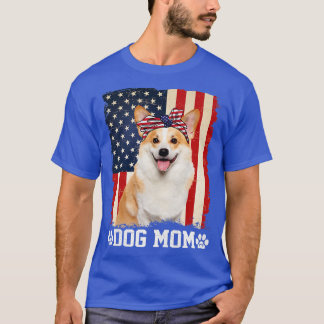 Camiseta Womens Cool Corgi Dog Mom American Flag Mothers Da