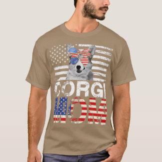 Camiseta Womens Cool Corgi Mom Usa Flag Patriotic Mothers D