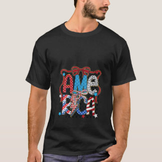 Camiseta Womens Coquette Arco 4 de julho América Flag Patr