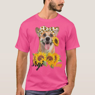 Camiseta Womens Corgi Mom Sunflower Summer Dog Mom Mama Wom