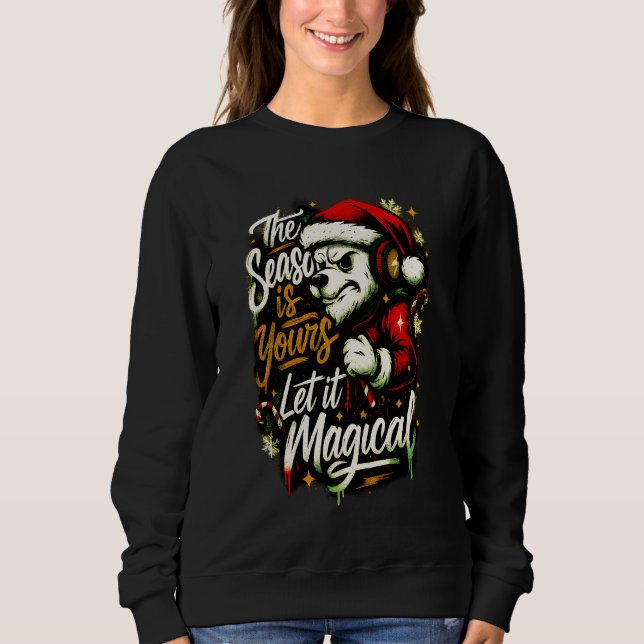 Camiseta Women's Cozy Christmas Bear DJ Festive Holiday Gif (Frente)