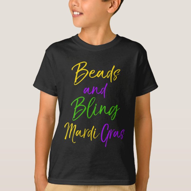 Camiseta Womens Cute Mardi Gras Party Quote Gift Beads And  (Frente)