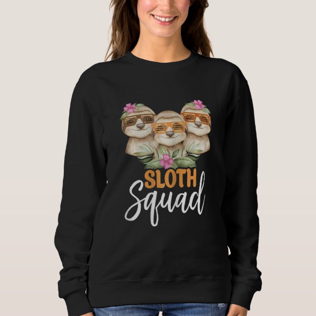 Camiseta Womens Cute Sloth Squad   Retro 80s Style Matching (Frente)