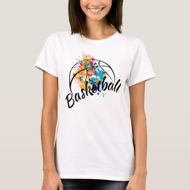 Camiseta Womens de Basquete de Aquarela (Frente)