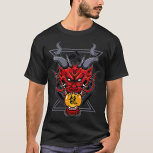 Camiseta Womens Demon Dragon head kanji sho Lagarto Vermelh