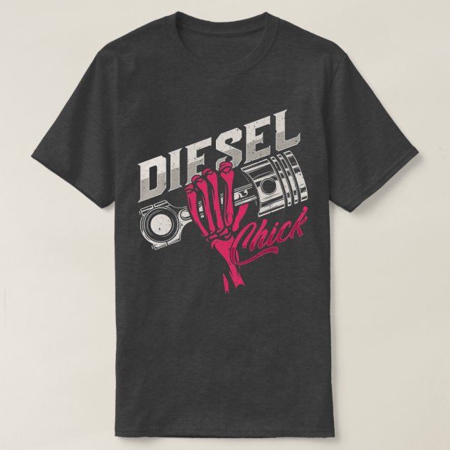 Camiseta Womens Diesel Chick Trucker Highway Truck Driver A (Frente do Design)