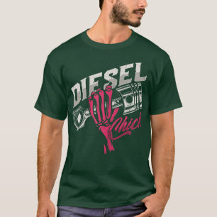 Camiseta Womens Diesel Chick Trucker Highway Truck Driver A