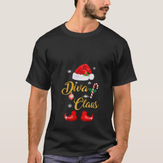 Camiseta Womens Diva Papai Noel Correspondendo Grupo Famili