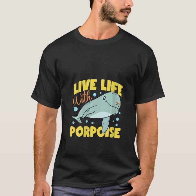 Camiseta Womens Dolphin Live Life With Porpoise V Neck (Frente)