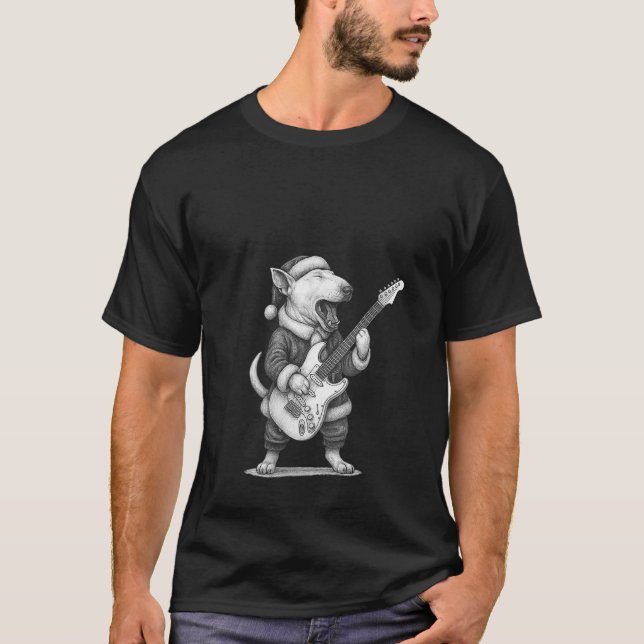 Camiseta Womens English Bull Terrier Tocando Violão (Frente)