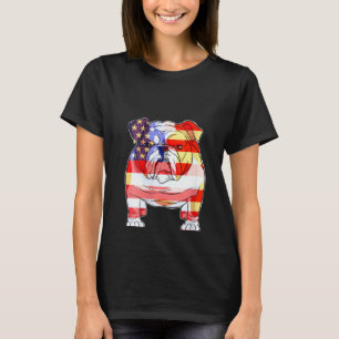 Camiseta Womens English Bulldog Merica 4 De Julho Americano