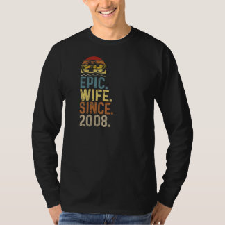 Camiseta Womens Epic Wife Since 2008 Wedding Anniversary Cu