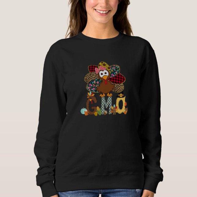 Camiseta Womens Fall Turkey Gma  Thanksgiving Doodle Grandm (Frente)