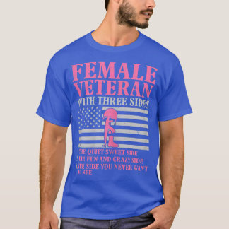 Camiseta Womens Female Veteran with Three Sides Women Veter