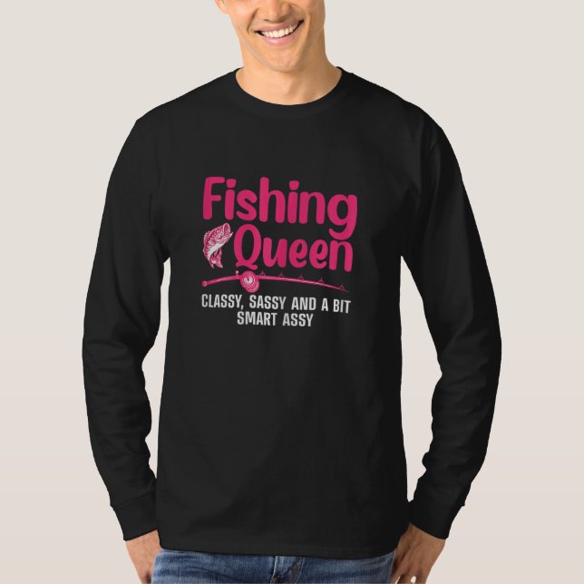 Camiseta Womens Fishing Queen For Women Ladies Fishing (Frente)