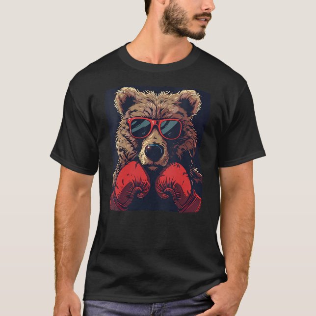 Camiseta Womens Funny boxing Bear with red Sunglasses and G (Frente)
