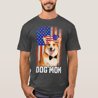 Camiseta Womens Funny Corgi Dog Mom Usa Flag Mother's Day16