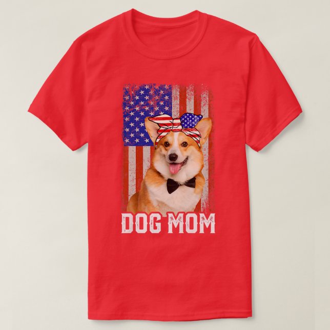 Camiseta Womens Funny Corgi Dog Mom Usa Flag Mothers Day166 (Frente do Design)