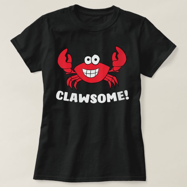 Camiseta Womens Funny Lobster Clawsome Sea Crab Cartoon Lob (Frente do Design)