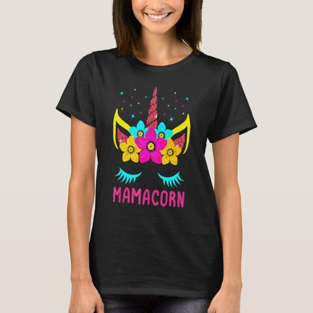 Camiseta Womens Funny Mamacorn Unicorn Costume Mom Mother's (Frente)