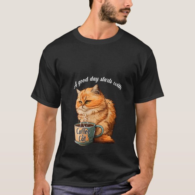 Camiseta Womens Funny Orange Cat Coffee Mug Fluffy Cat Love (Frente)