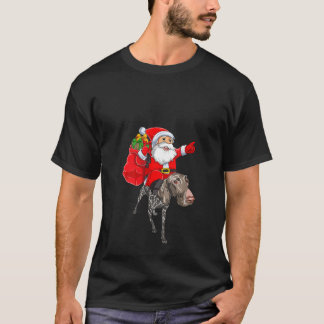 Camiseta Womens Funny Santa Riding German Shorthaired Point