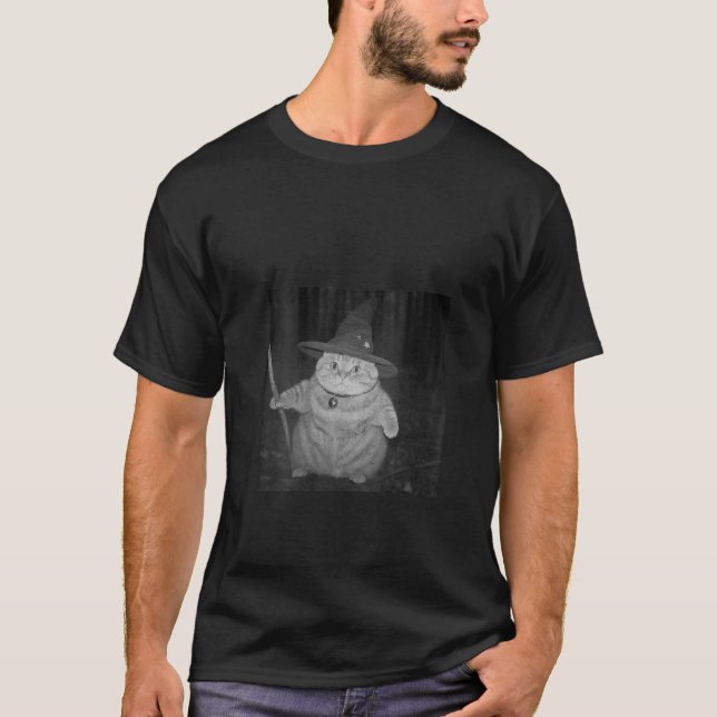 Camiseta Womens Funny Wizard Cat Meme witch Halloween Kitty (Frente)